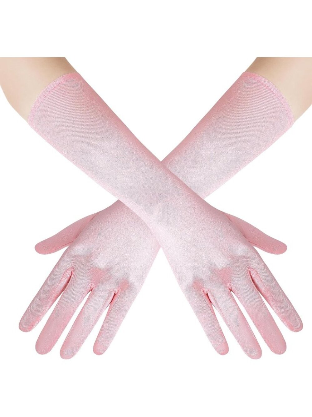 Women's Pink Bridal Shower 1920s Flapper Stretchy Long Satin Opera Gloves